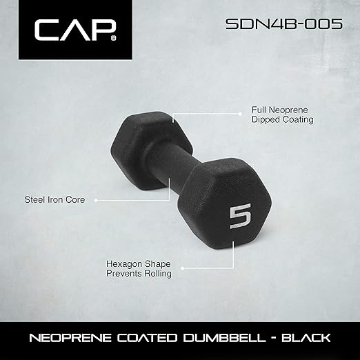 Cap Barbell CAP Barbell Black Neoprene Coated Dumbbell