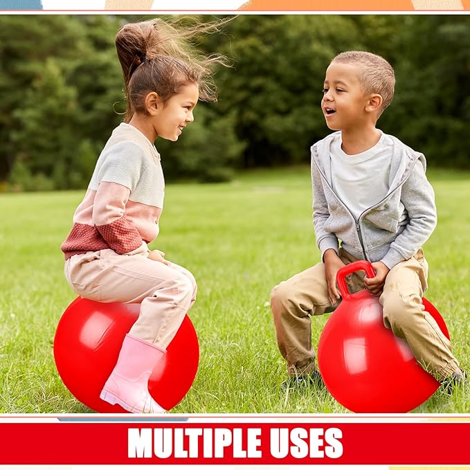 Kids Bouncy Hopper Ball with Handle Jumping Hopping Exercise Balls for Toddlers Boys Girls Indoor Outdoors Sports School Games Exercise Gifts(18 Inch,Red)