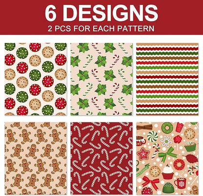 Generic AnyDesign 12 Sheets Christmas Wrapping Paper - Not Roll - Gingerbread Man Candy Canes Gift Wrap Paper Folded Flat Xmas DIY Art Craft Paper for Birthday Holiday Party, 19.7 x 27.6 Inch
