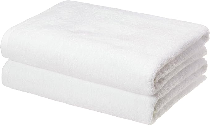 Basics - 2 Piece Quick-Dry Oversize Bath Towel, 100 Cotton, White, 54" x 30"