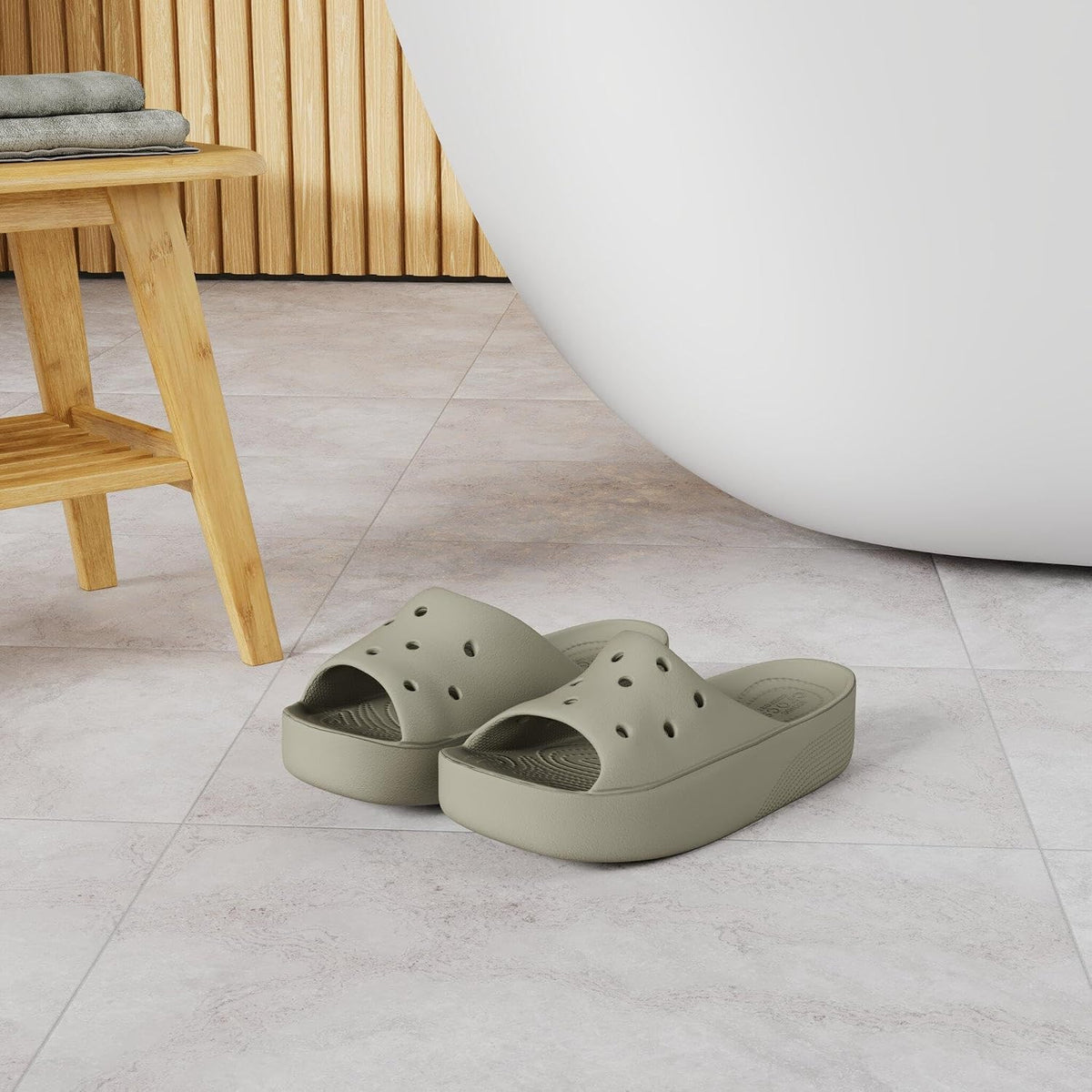 White Crocs Women's Classic Slide | Platform Sandals