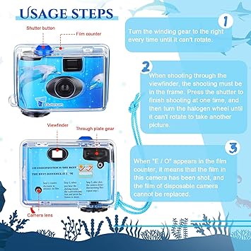 3 Pcs Disposable Camera Waterproof Underwater Single Use Film Camera 35 mm with Flash for Summer Beach Vacation Camp Snorkeling Trip Adult Teens Gift