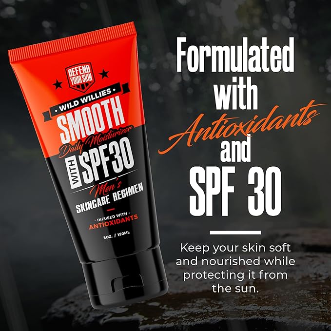 Wild WIllies Men's Daily Facial Moisturizer with SPF 30 - Smooth Moisturizer Formulated with Antioxidants and Essential Oils to Protect Your Skin - Lightweight Face Lotion for Dry or Oily Skin