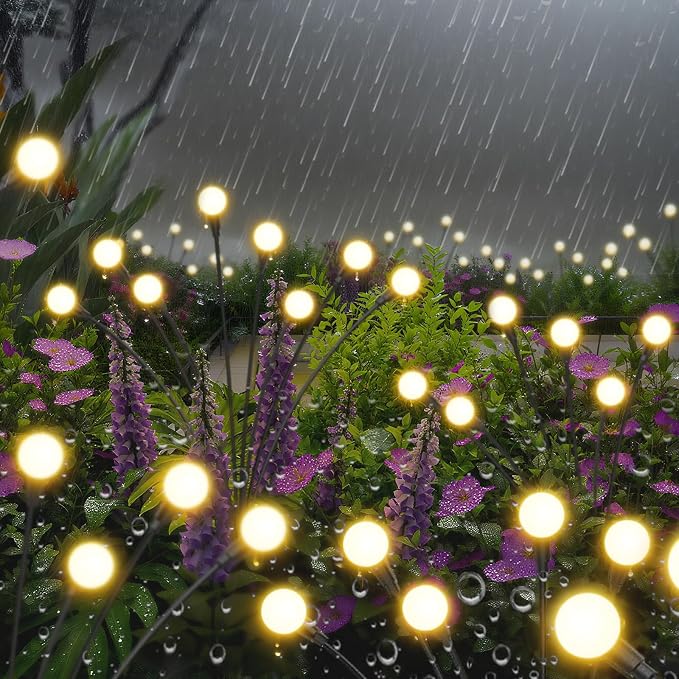Solar Lights Outdoor-2Pack 16LEDs Solar Garden Firefly Lights Outside,Solar Powered Light Outdoor and Garden Decorative IP65 Waterproof,Yard Patio Pathway Decor,Gardening Gifts for Women,Warm White