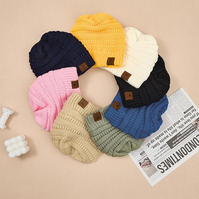 Century Star 3 Pack Baby Winter Hat Satin Lined Baby Beanie for Boys Girls Warm Knit Infant Toddler Hats Cap