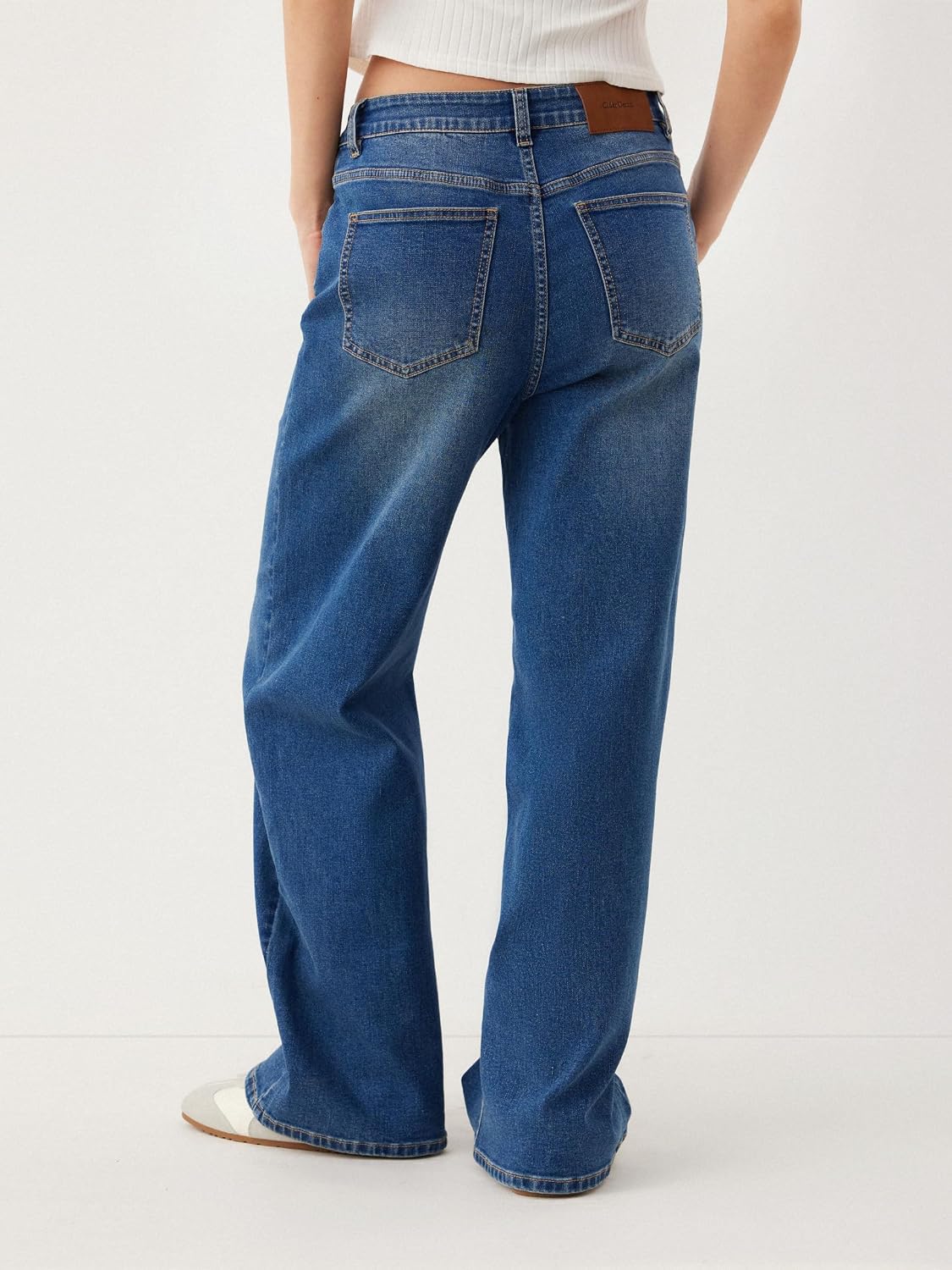 CIDER Women's Wide Leg Jeans Wrap High Waisted Baggy Boyfriend Jeans with Pockets Trendy Denim Pants