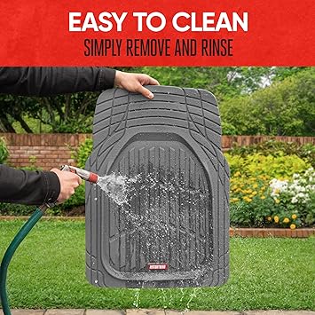 Motor Trend 2 Piece Front Car Floor Mats- Gray FlexTough Contour Liners-Deep Dish Heavy Duty Rubber Floor Mats for Car SUV Truck  Van-All Weather Protection, Universal Trim to Fit