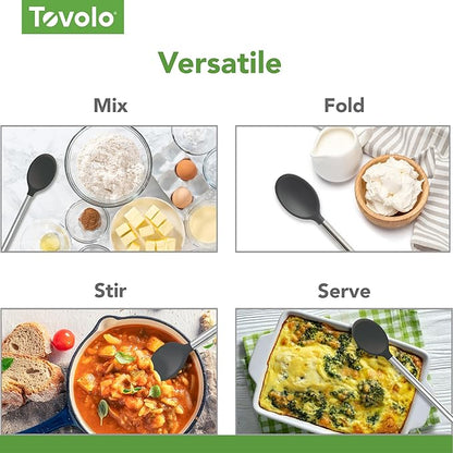 Tovolo Silicone Mixing Spoon With Stainless Steel Handle, Scratch-Resistant  Heat-Resistant Stirring Spoons, Kitchen Utensil Safe for Nonstick Cookware  Cast Iron Skillets