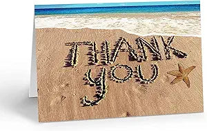 Beach Note Card Set - 10 Boxed Thank You Note Cards - Beach Ocean Shore Note Cards - Ocean Coast (Beach Thank You)