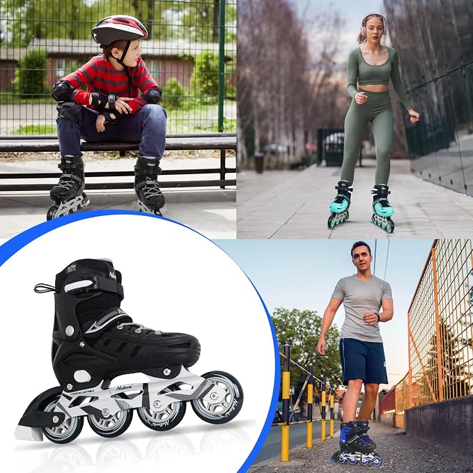 Adults Adjustable Inline Skates, Safe and Durable Roller Skates with Giant Wheels, High Performance Professional Skates for Men Women Youth