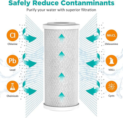 SimPure 4.5" x 10" Whole House Water Filter Cartridges 5 Micron Coconut Shell Carbon Block Replacement for Housing and Systems DB10P, DB10C, FC15B, GE GXWH40L, GXWH35F, BB-10B, FXHTC, WGB21B