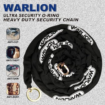 Heavy Duty Security Chain, 15ft x 3/8in (9mm) Thick, Anti-Theft & Cut-Proof Motorcycle Chain with Cinch Ring - Secure Generators, ATVs, Ebikes & 2-Wheeled Vehicles
