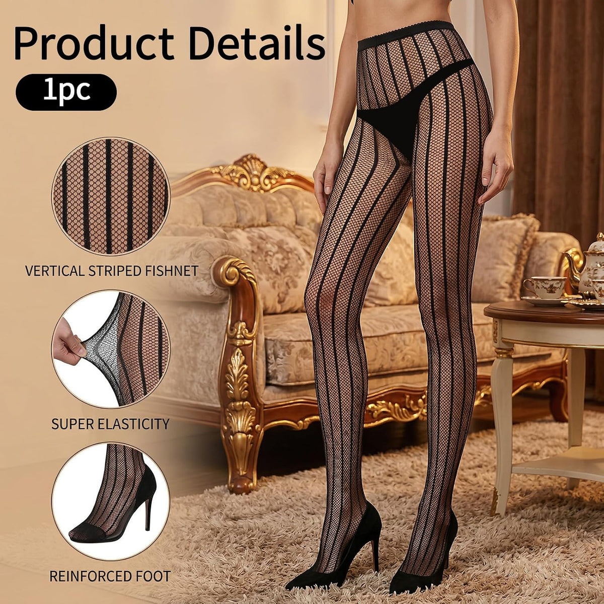 High Waist Fishnet Stockings Striped Tights Women Sexy Fishnet Tights Sexy Black Fish Net Stockings Fishnets Striped Pantyhose Mesh Stocking for Women Lingerie