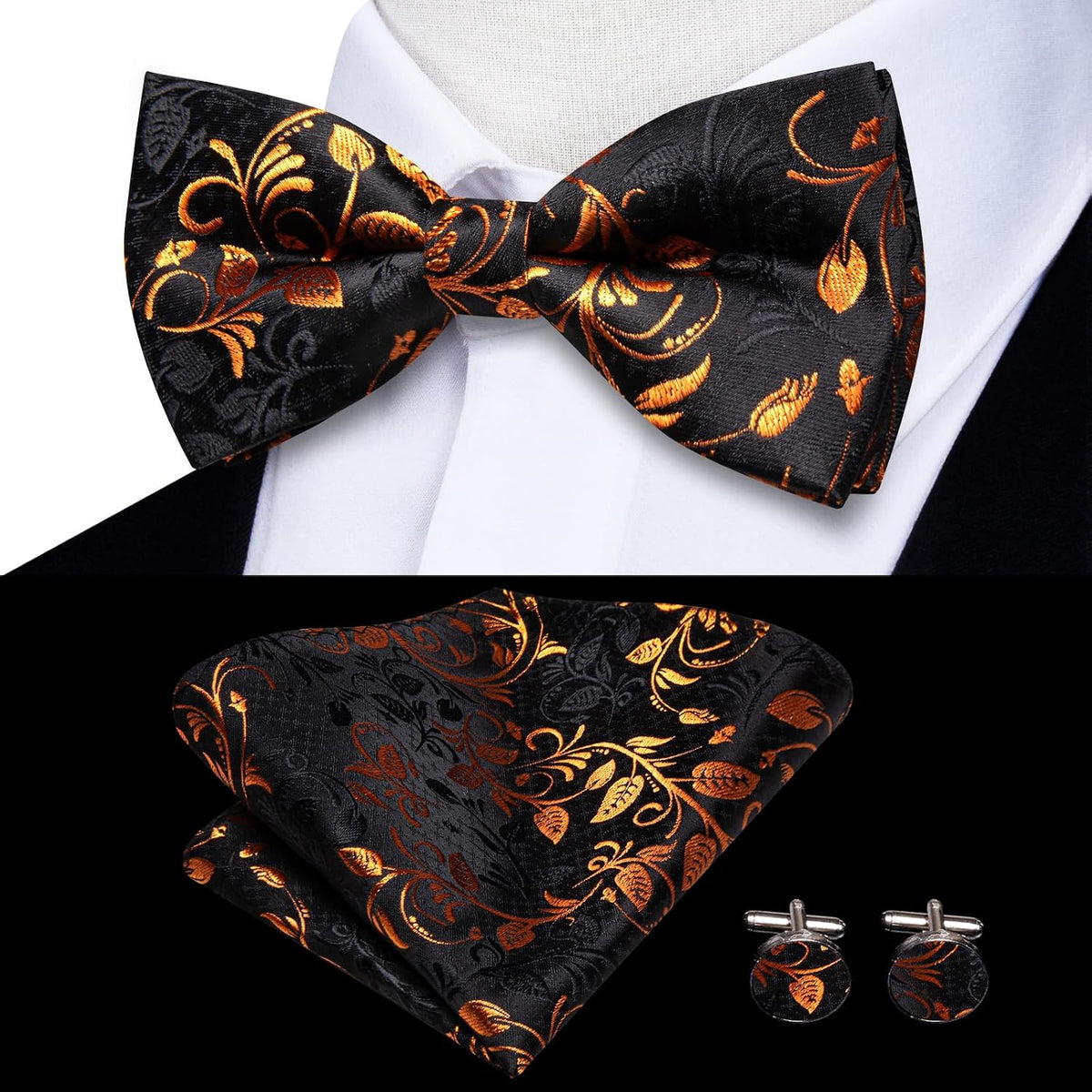 Dubulle Visit the Store 4.6 4Suspender and Bow Tie for Men Paisley Solid Mens Suit Braces Pretied Bowtie and Handkerchief Cufflinks Formal Wedding