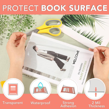 4 Rolls Clear Contact Paper, Adhesive Book Covers 18 in x 4.5 ft Contact Paper Peel and Stick, Plastic Protective Liner Papers Protector for Crafts Paperback Textbook Hard Covers Documents