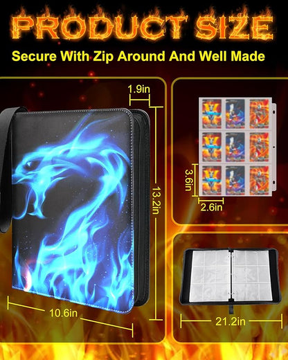 Card Binder 9 Pocket Holder 900 Cards Compatible with Game Cards, 3 Ring Trading Card Binder Album Case Book Storage For TCG, CCG, MTG, Baseball Cards, Gifts For Boys And Girls Ages 6-14