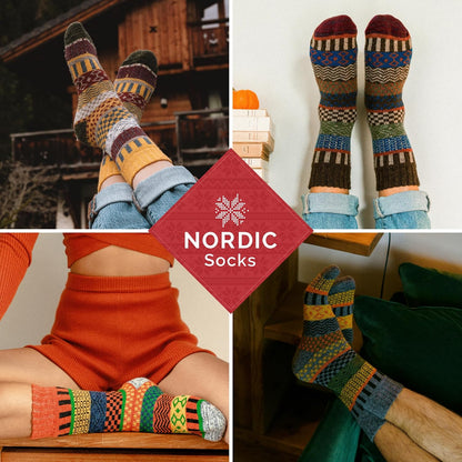 NORDIC Socks 5 Pairs, Merino Wool Socks for Men & Women, Winter socks, Cozy and Comfortable