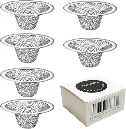 6-Pack Bathroom Mesh Sink Drain Strainer - 2.12" Top  1" Small Stainless Steel Hair Basket Catcher for Bathroom Sink, Lavatory, Balcony, Utility, RV, Floor Drain