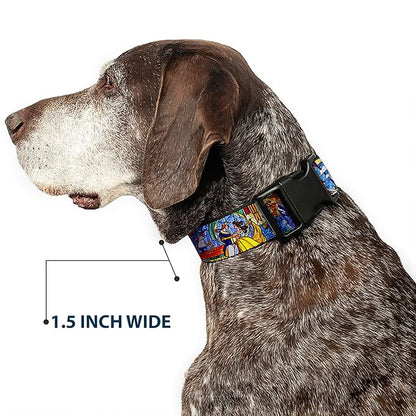 Buckle-Down Beauty  The Beast Stained Glass Scenes Plastic Clip Collar, Small9-15"
