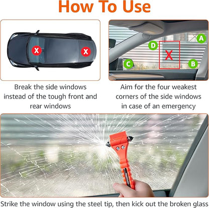 Basics Emergency Seat Belt Cutter and Window Hammer Tool, Car Accessories, 2 Pack, SW-835