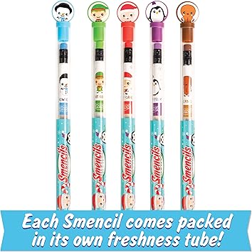 Holiday Smencils - HB 2 Patented Gourmet Scented Fun Pencils, 5 Count - Stocking Stuffer, Gifts for Kids, School Supplies, Party Favors, Classroom Rewards
