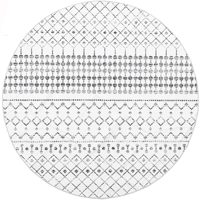 nuLOOM 6' Round SpinClean Machine Washable Stain-Resistant Area Rug with Non Slip Backing, Low Profile for Living Room, Bedroom, and Dining Room, Blythe Grey