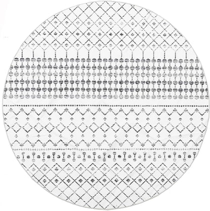 nuLOOM 6' Round SpinClean Machine Washable Stain-Resistant Area Rug with Non Slip Backing, Low Profile for Living Room, Bedroom, and Dining Room, Blythe Grey
