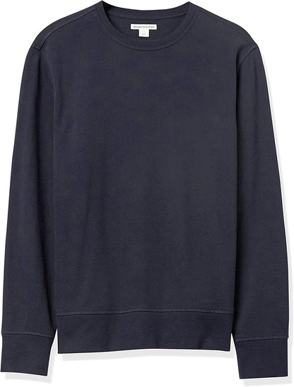 Essentials Men's Long-Sleeve Lightweight Fleece French Terry Crewneck Sweatshirt