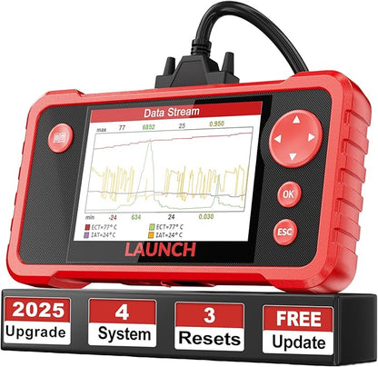 LAUNCH CRP123 V2.0 Elite OBD2 Scanner-2025 New Model EngineABSSRSTransmission Diagnostic Scan Tool SRS Airbag Code Reader,3 Reset Oil ServiceThrottle RelearnSAS Reset,Free Update
