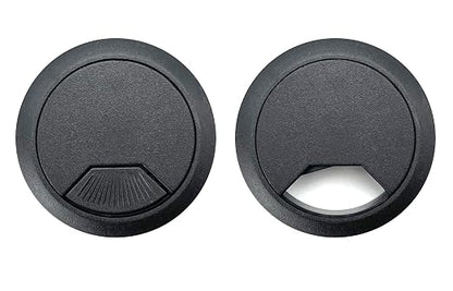 ANGSTROM 2-Inch Hole Desk Grommet Cover Organizer for Desktop Computer Electronics Wires, Black Plastic (2-Pack)