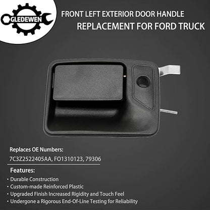 Gledewen Exterior Door Handle, Front Driver Side, Compatible with 1999-2016 Ford F-250F-350F-450F-550 Super DutyFord Excursion  More, Outside Left with Key Hole  Replace 7C3Z-2522405-AA 79306
