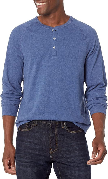 Essentials Long Sleeve Shirt for Men, Regular-Fit Henley, Available in Big & Tall