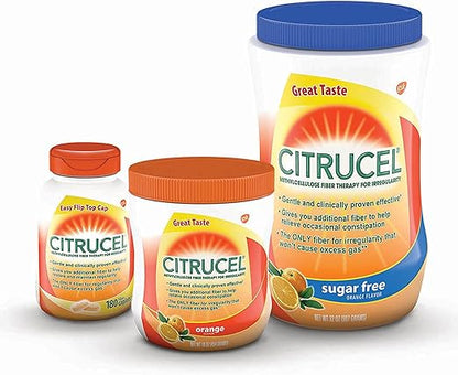 Citrucel Sugar Free Fiber Powder for Occasional Constipation Relief, Methylcellulose Fiber Powder, Orange Flavor - 32 Ounces