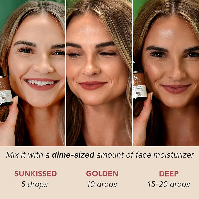 Self Tanning Drops for Face - USA Made with Organic  Natural Ingredients, Bronzing Face Tanning Drops with Aloe Vera, Non Toxic Self Tanner for Sunless Fake Tan  Natural Glow, Cruelty  Toxin Free