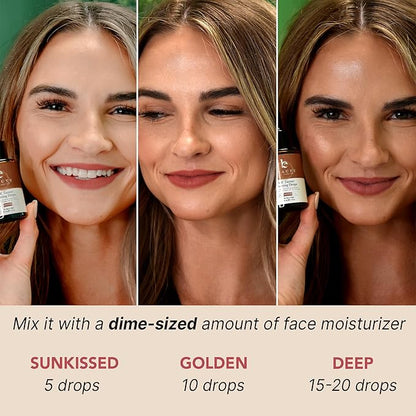 Self Tanning Drops for Face - USA Made with Organic  Natural Ingredients, Bronzing Face Tanning Drops with Aloe Vera, Non Toxic Self Tanner for Sunless Fake Tan  Natural Glow, Cruelty  Toxin Free
