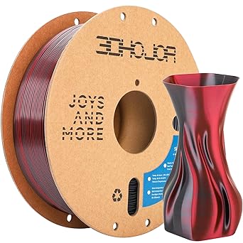 Silk PLA Filament 1.75mm Black Red Gold Dual Color PLA 3D Printer Filament 3 in 1 Coextrusion 1KG Spool(2.2lbs) 3D Printing Filament Dimensional Accuracy - 0.03mm