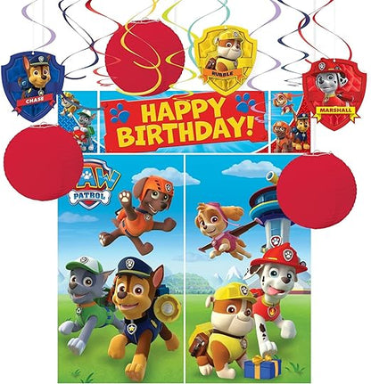 Multicolor Paw Patrol Scene Setters with Plastic Props in Various Size - Pack of 17 - Perfect for Kids Parties & Events
