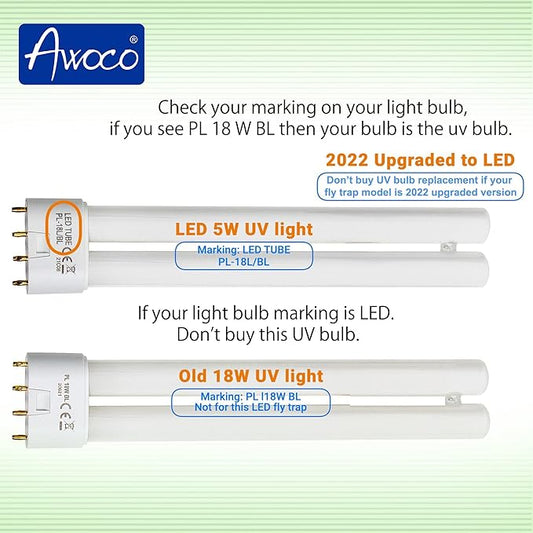 Awoco Replacement PL 18W BL Fluorescent UV Light Bulb for Wall Mount Sticky Fly Trap Lamp FT-1C18 and FT-1M18 (18W)