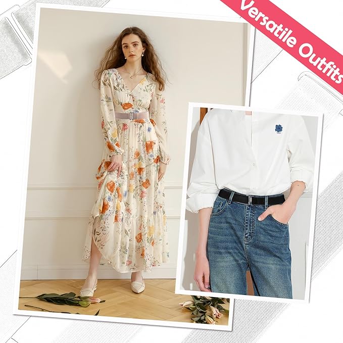 3 Pack No Show Elastic Stretch Belts for Women and Men, Invisible Strap Belt with Flat Buckle for Jeans Pants Dresses Adjustable