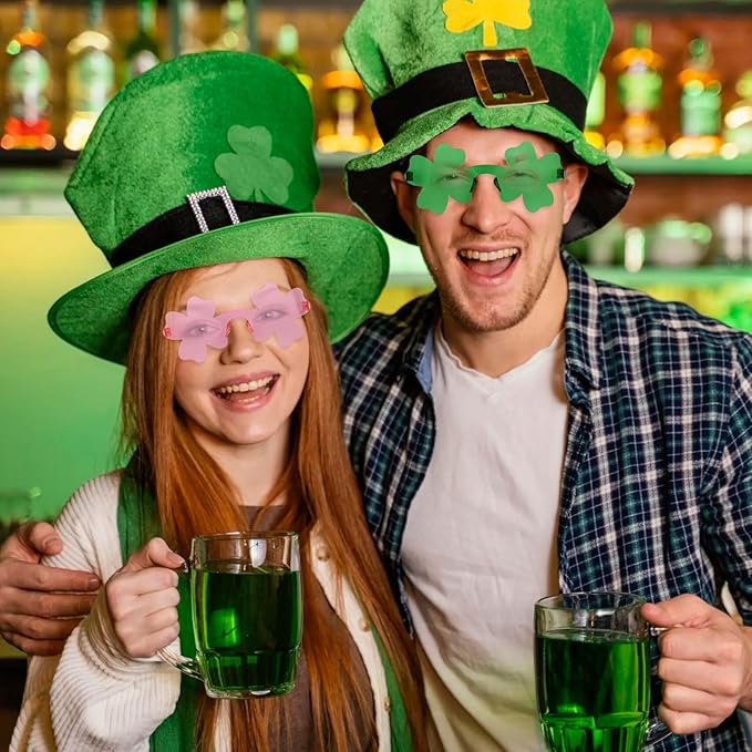 2 Pack St. Patrick's Day Sunglasses for Women Men Green Shamrock Glasses St Patrick Costume Accessories