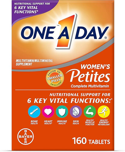 One A Day Womens Petites Multivitamin,Supplement with Vitamin A, C, D, E and Zinc for Immune Health Support, B Vitamins, Biotin, Folate (as folic acid)  more,Tablet, 160 count