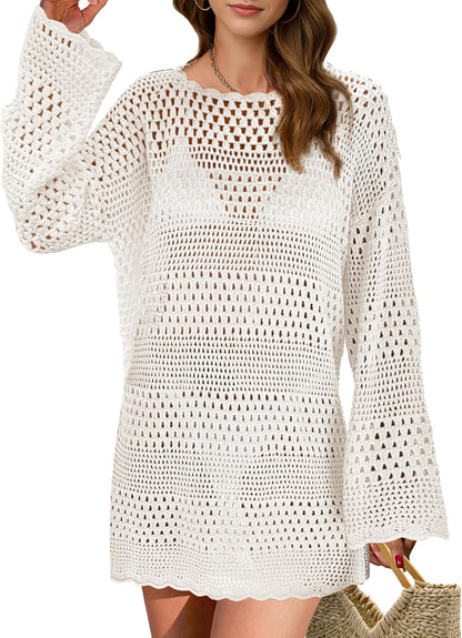 Buauty Womens Crochet Swimsuit Cover Up Swim Bikini Cover Ups Bathing Suits Swimwear 2026 Summer Beach Dress Vacation Outfit