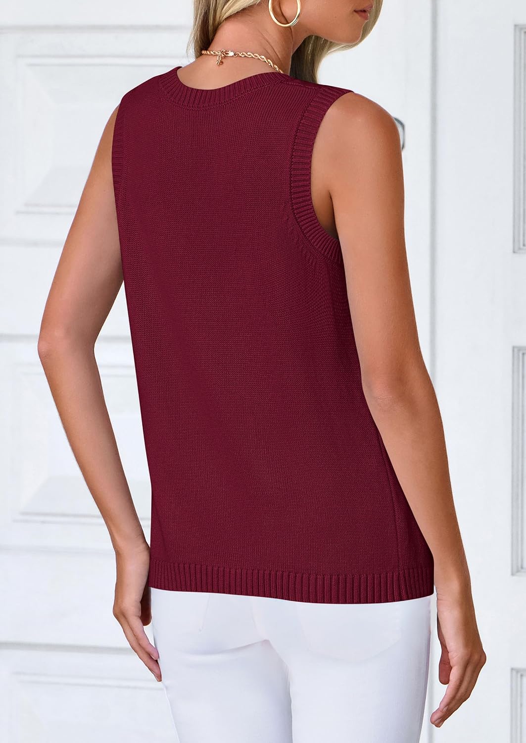 Size Large PRETTYGARDEN Sweater Vest Tops for Women 2026 Lightweight Summer Cardigan Sleeveless Button Up Knit Casual Spring Clothes