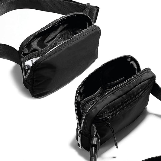 ODODOS Unisex Mini Belt Bag with Adjustable Strap Small Fanny Pack for Workout Running Traveling Hiking, Black