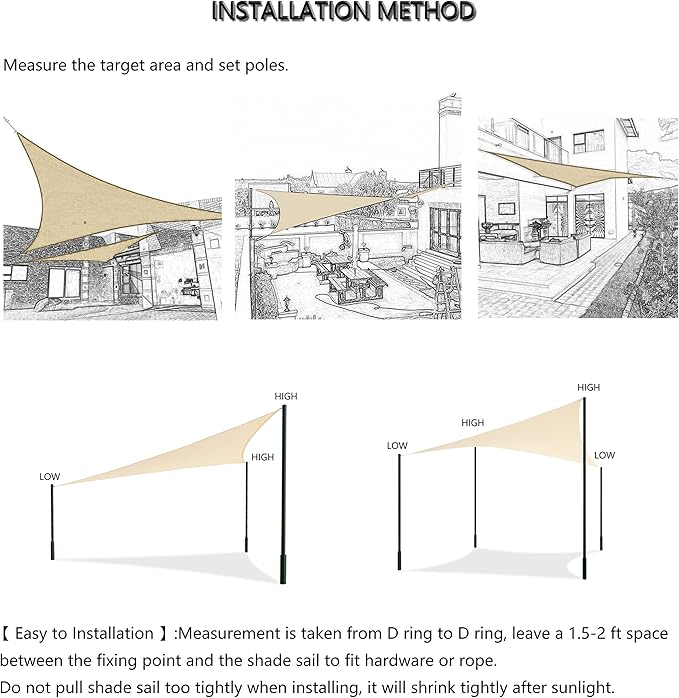 Tronssien Rectangle 12'x16' Sun Shade Sail,95 UV Blockage Canopy Awning for Outdoor Patio and Garden, Yard Activities