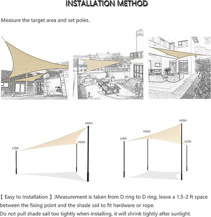 Tronssien Rectangle 12'x16' Sun Shade Sail,95 UV Blockage Canopy Awning for Outdoor Patio and Garden, Yard Activities