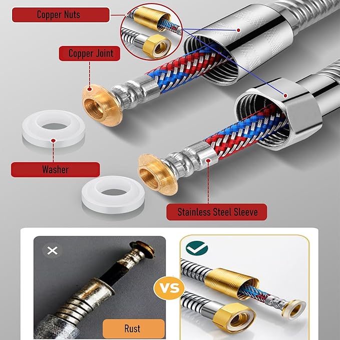 Shower Hosei14Upgrade 3 Layers Stainless Steel Shower Tubei14Anti-Kink and Leak-Proofi14High Pressure Resistancei14Easy DIY Replacementi14Universal G 12 Connection. (1.5M59inches)