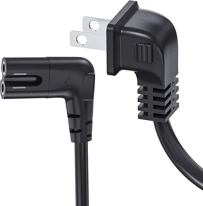 TV power cable compatible with Samsung TV, 6ft 90 degree Ancable at 2-pin angle, C7 TV cable compatible with Samsung LG, TCL, Sony, Appletv, Insignia, Sharp, Toshiba
