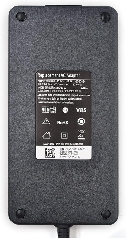 240W 180W 19.5V 12.3A AC Adapter Laptop Charger Replacement for Dell Alienware 13 15 17 R1 R2 R3 R4 R5 M17 M15 M11X M14X M17X M18X G3 G5 G7 Precision 7710 7730 7540 7520 M6500 M6600 with Power Cord