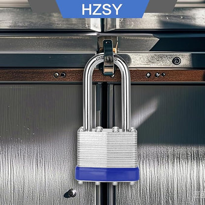 Padlocks Keyed Alike, Pack of 2, Laminated Steel Keyed Lock (1-9/16", 40mm), Padlocks with Same Key, Long Shackle, for Toolbox, Locker & StorageUnit or More